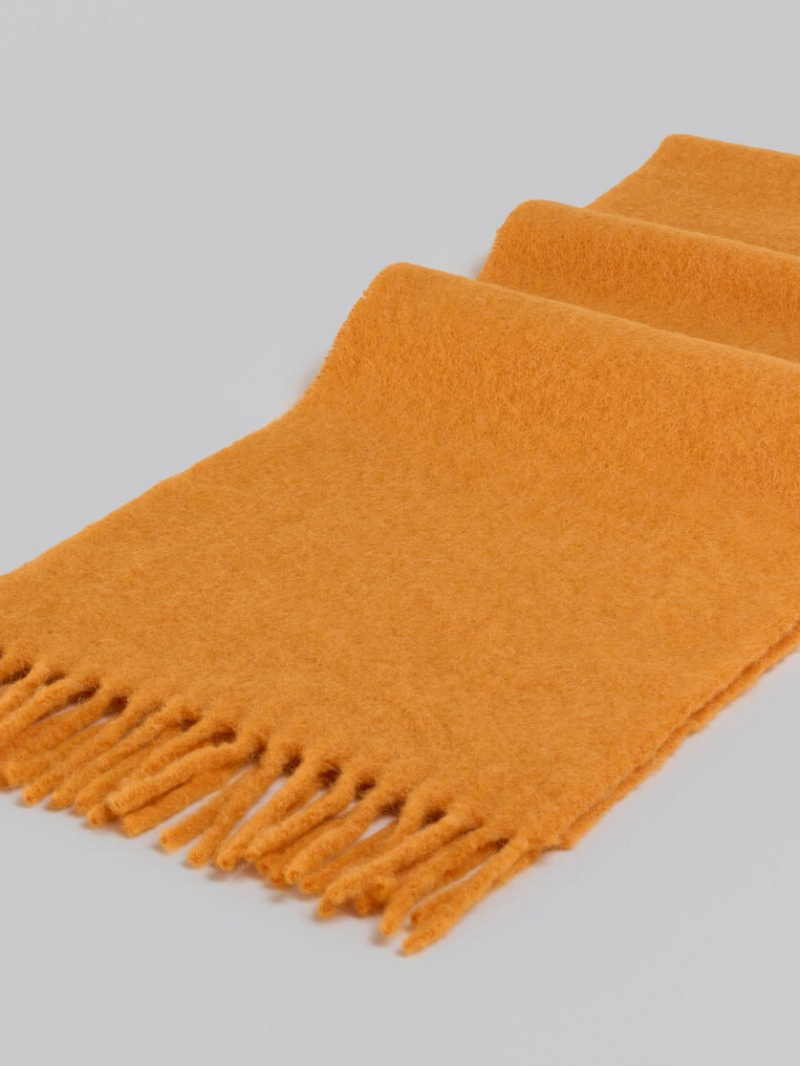 Marni Brushed Alpaca Scarf With Fringes Gula | XSEGW13358