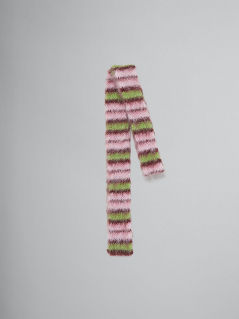 Marni Brushed Mohair And Ull Scarf Rosa Gröna | BSESD27993