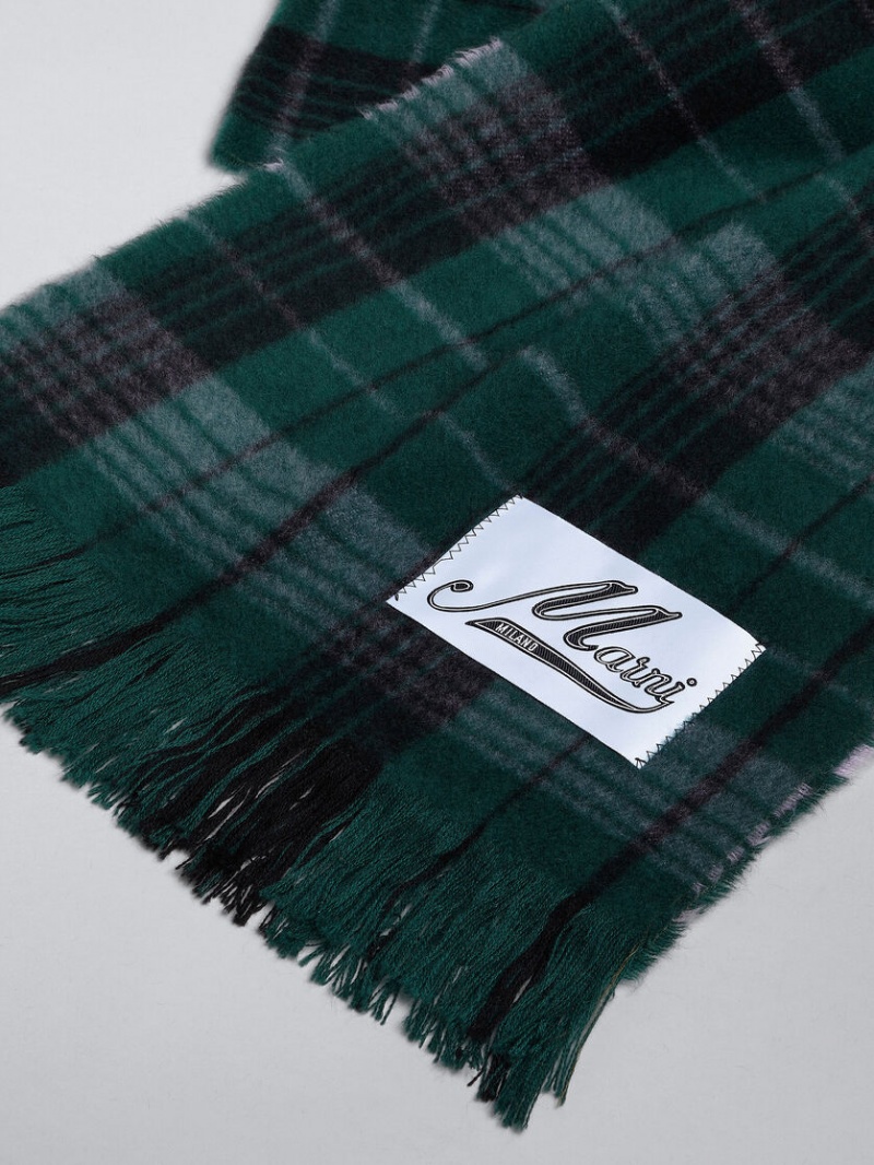 Marni Check Ull Scarf Gröna | BSESO43075