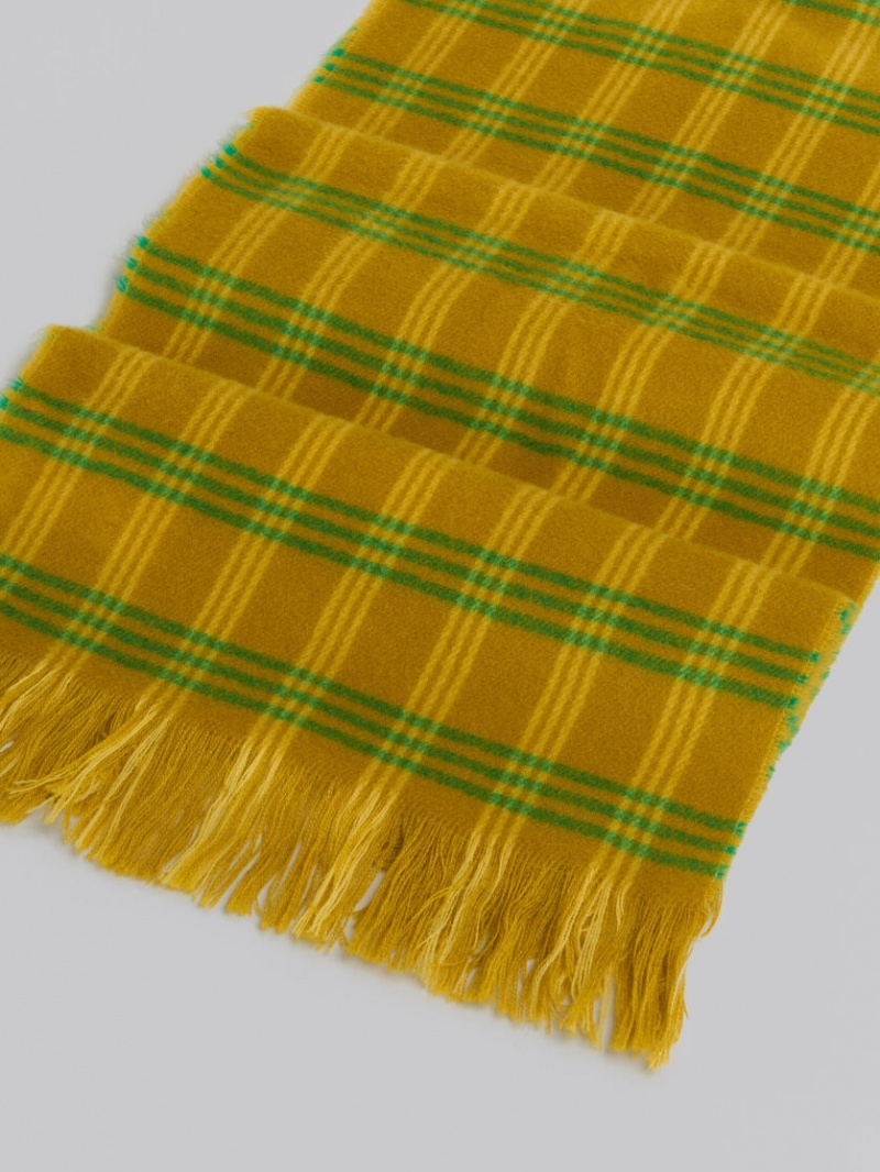 Marni Check Ull Scarf Gröna | DSEVO76264