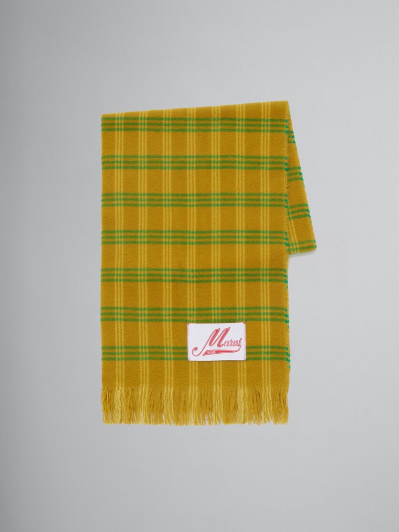 Marni Check Ull Scarf Gröna | DSEVO76264