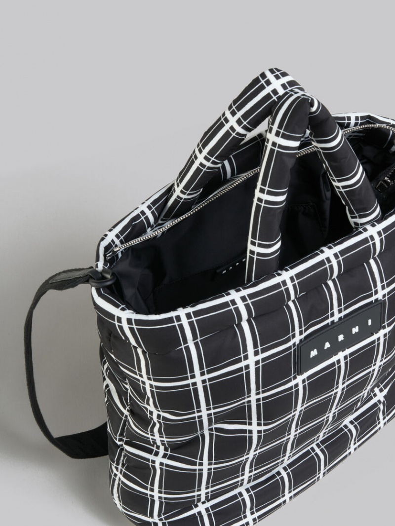 Marni Checked Nylon Puff Svarta | YSEVQ62149