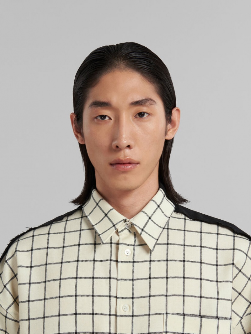 Marni Checked Ull Shirt With Plain Back Vita | GSEEC62318