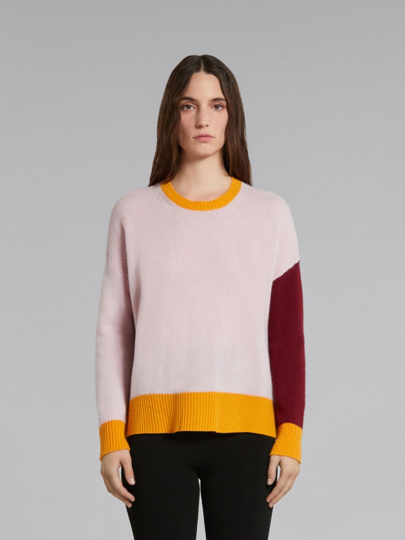 Marni Colour-block Cashmere Jumper Rosa | USETG58899