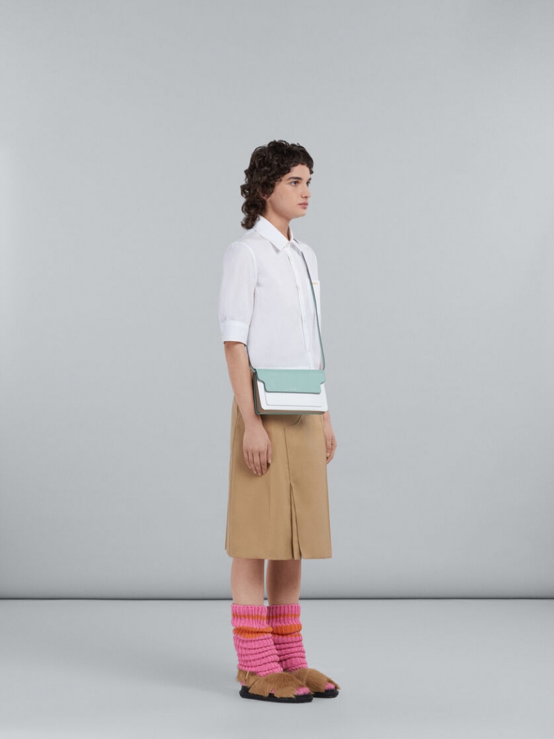 Marni Cropped Poplin Shirt With Embroidered Logo Vita | PSEQX34261