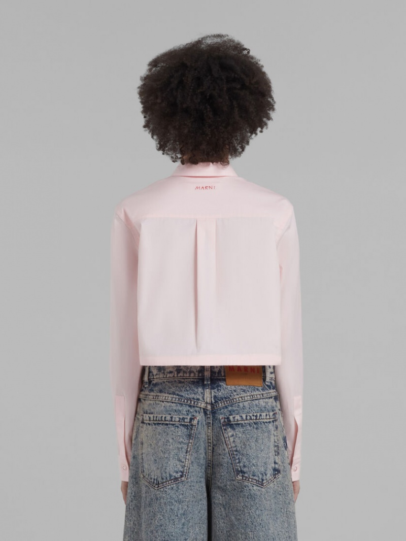 Marni Cropped Shirt In Bio Poplin Rosa | FSEUI27962