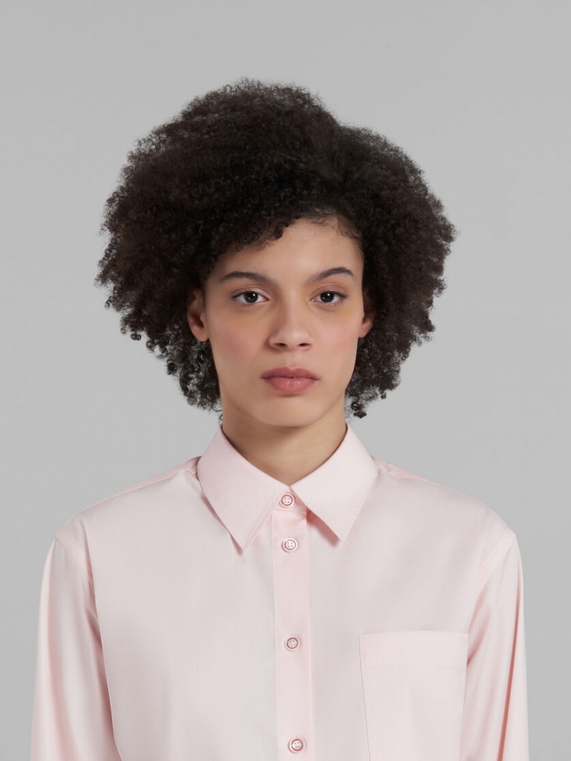 Marni Cropped Shirt In Bio Poplin Rosa | FSEUI27962