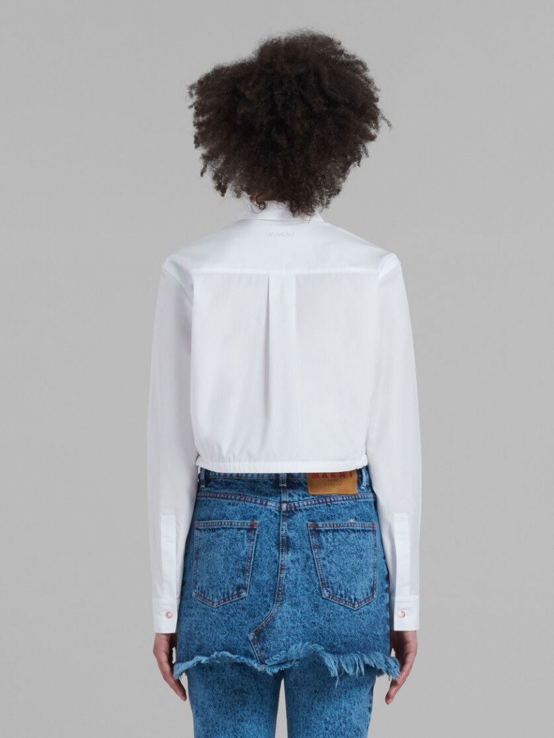 Marni Cropped Shirt In Bio Poplin Vita | ASEDF20319