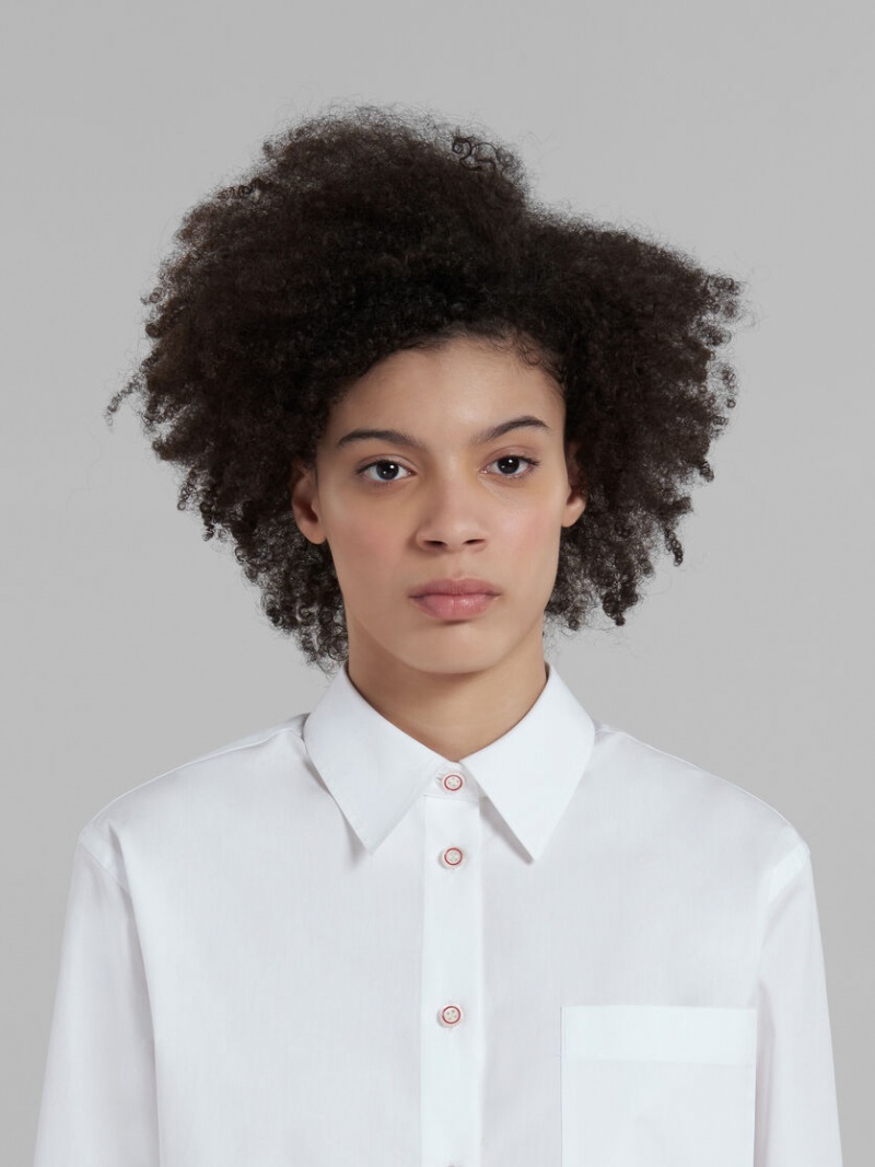Marni Cropped Shirt In Bio Poplin Vita | ASEDF20319