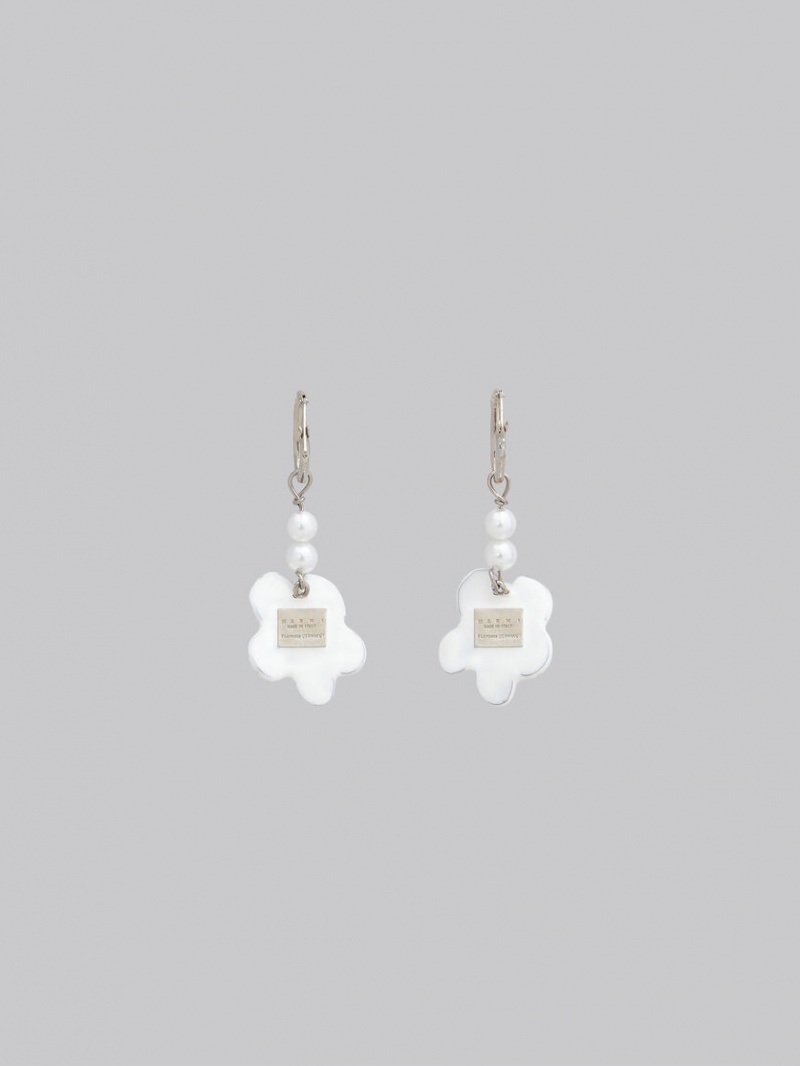 Marni Earrings With Flower Vita Blommiga | SEXMI53608