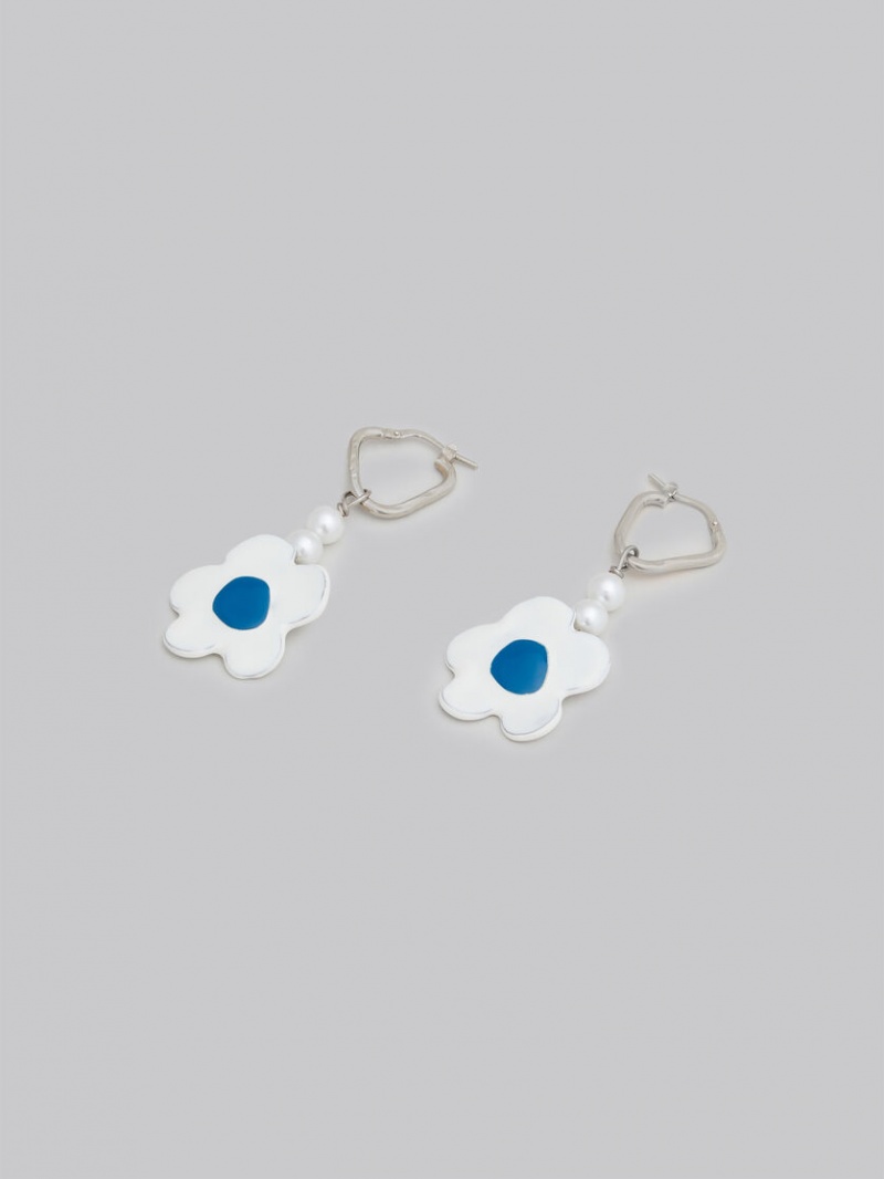 Marni Earrings With Flower Vita Blommiga | SEXMI53608