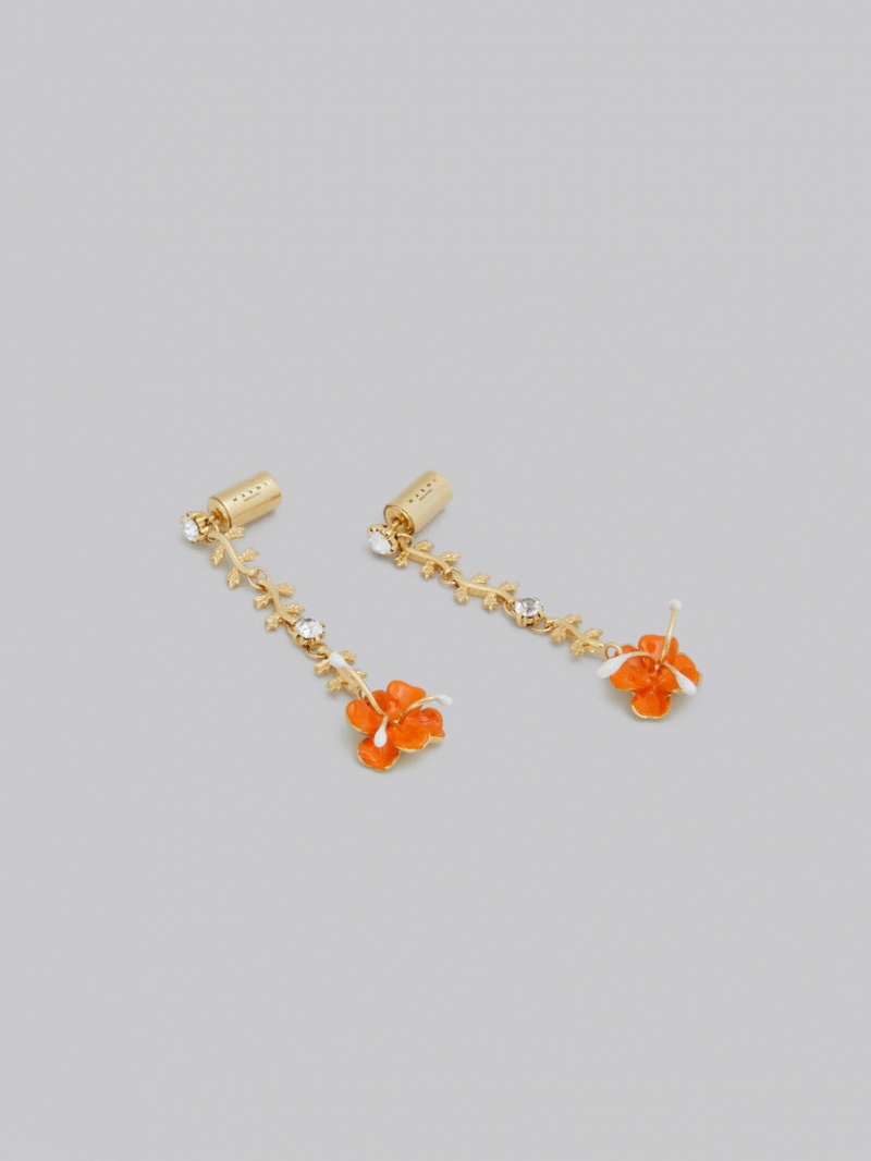 Marni Enamelled Metal Flower Drop Blommiga | ZSENQ20622