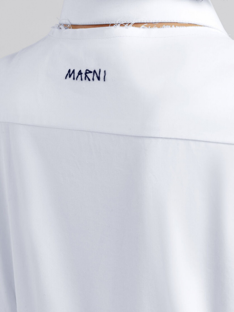 Marni Fitted Poplin Shirt With Balloon Sleeves Vita | ZSENQ98134