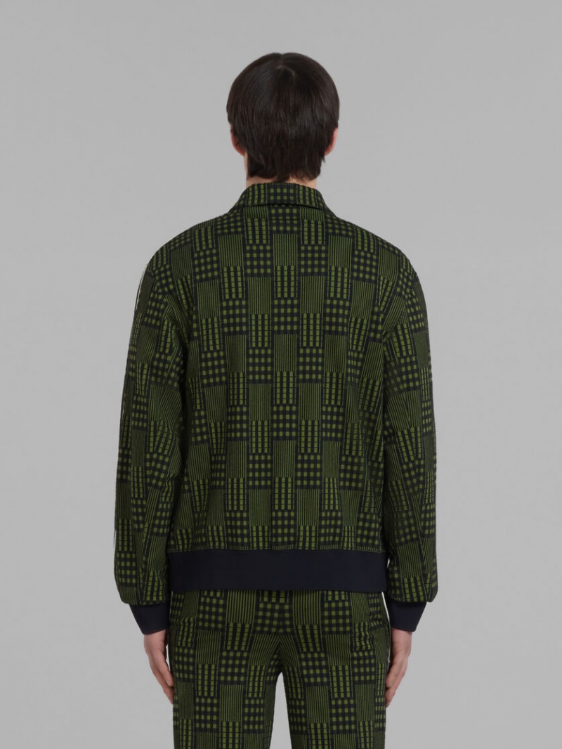 Marni Jersey Jacket With Checks And Stripes Gröna | SEQAV73778