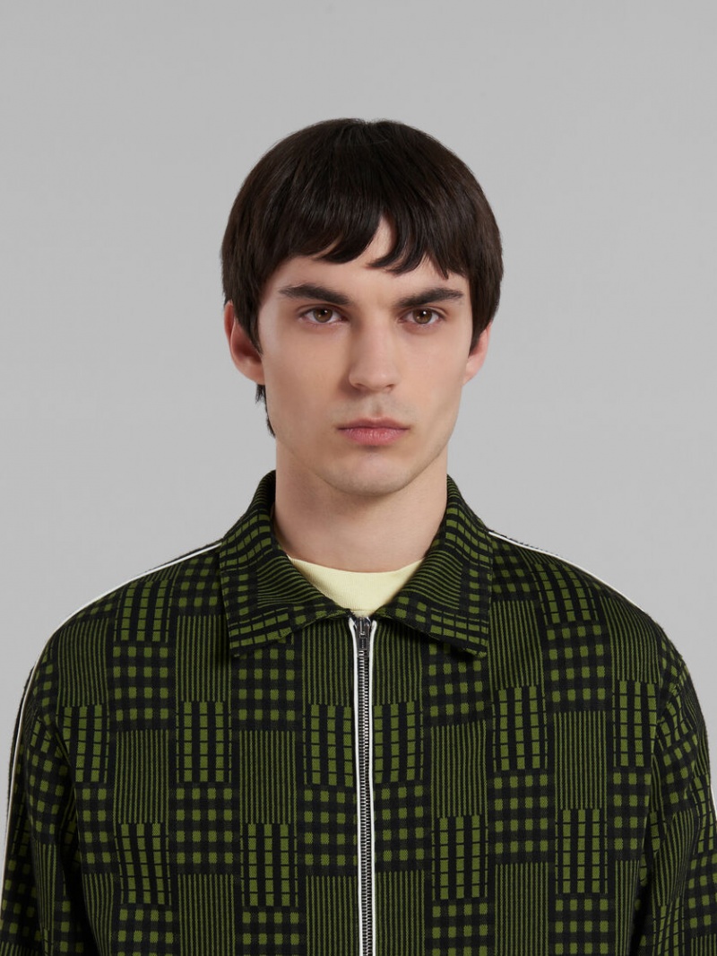 Marni Jersey Jacket With Checks And Stripes Gröna | SEQAV73778
