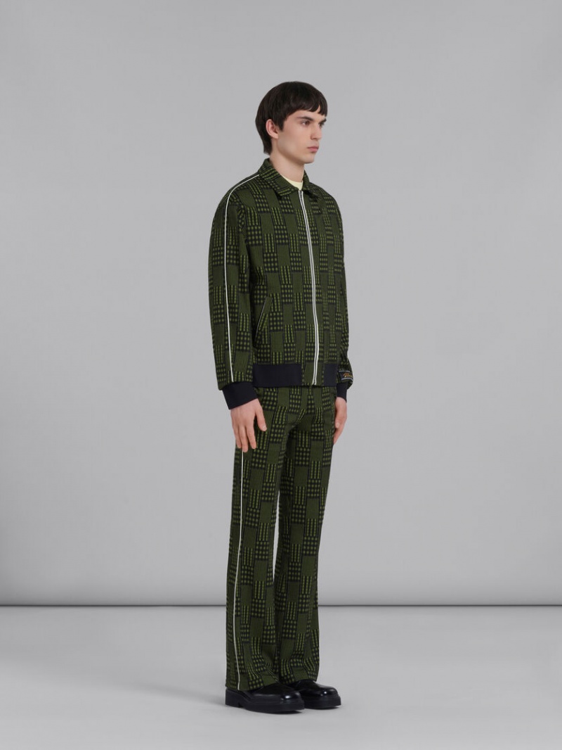 Marni Jersey Jacket With Checks And Stripes Gröna | SEQAV73778