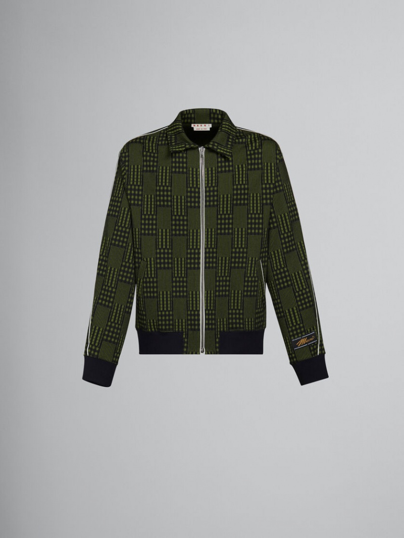 Marni Jersey Jacket With Checks And Stripes Gröna | SEQAV73778