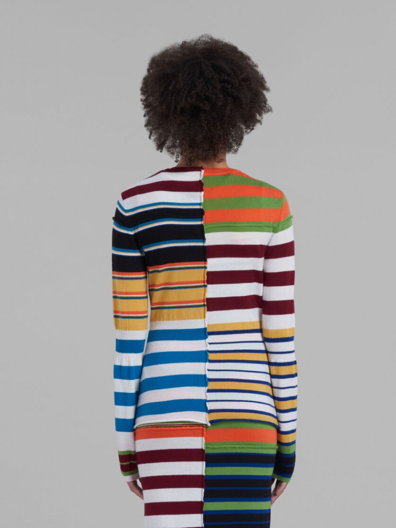 Marni Knit Tröja With Patchwork Stripes Colourful | MSEHR57762