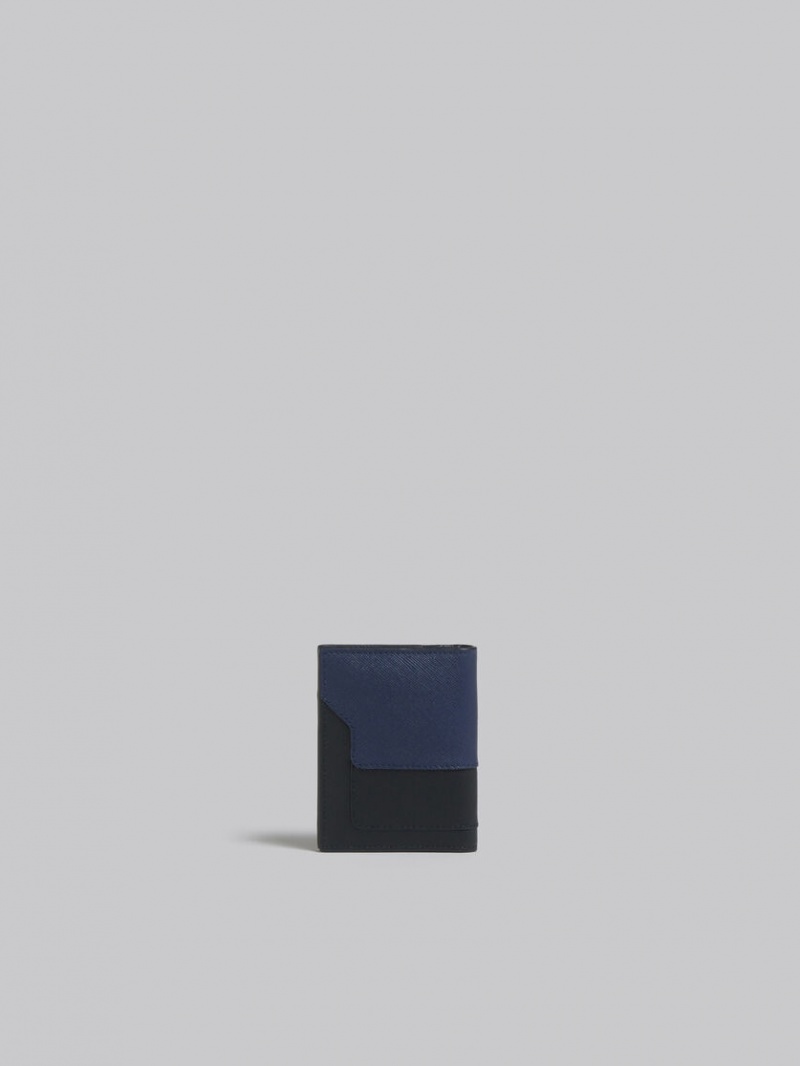 Marni Läder Bifold Card Case Svarta Blå | SEEGJ98426