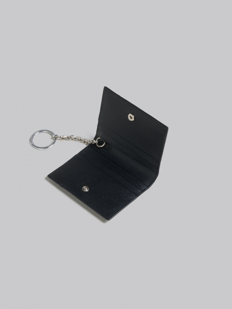Marni Läder Bifold Card Case Svarta Blå | SEEGJ98426