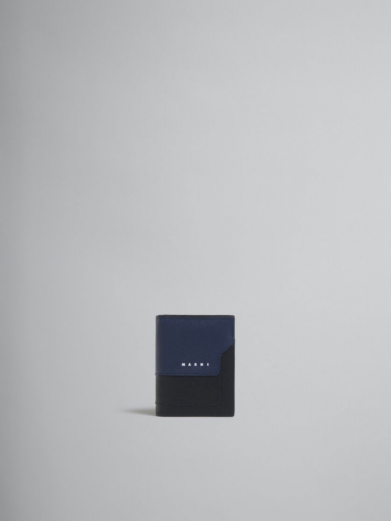 Marni Läder Bifold Card Case Svarta Blå | SEEGJ98426