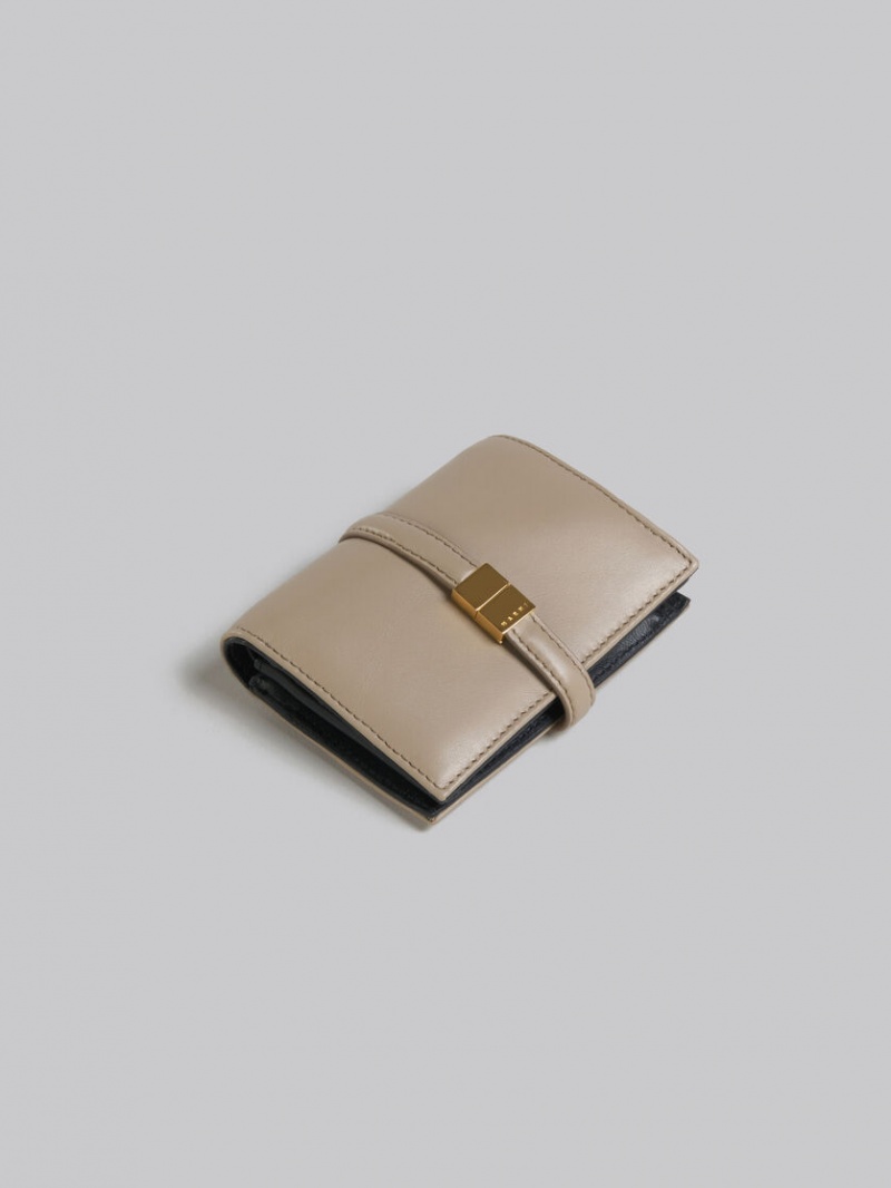 Marni Läder Bifold Prisma Wallet Beige | SEZPD61465