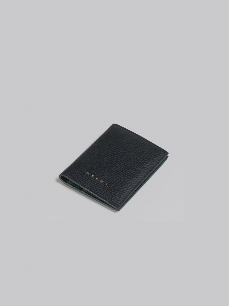Marni Läder Bifold Venice Cardholder With Marbled Interior Svarta | YSEVQ79653