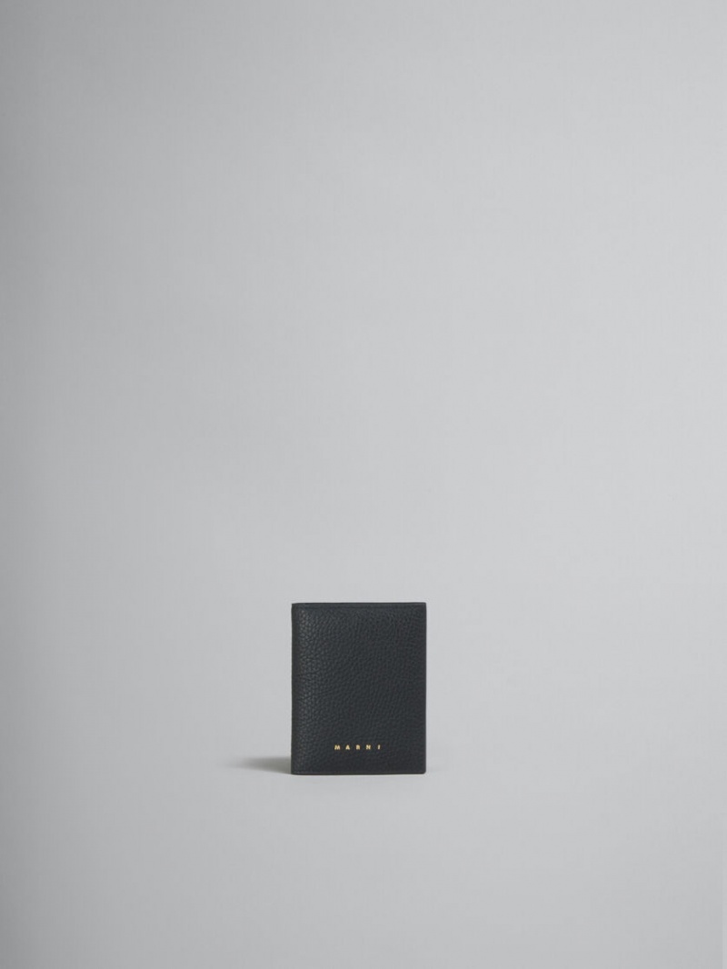 Marni Läder Bifold Venice Cardholder With Marbled Interior Svarta | YSEVQ79653