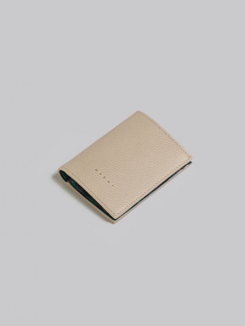 Marni Läder Bifold Venice Wallet With Marbled Interior Ljusbruna | ASEWC67943