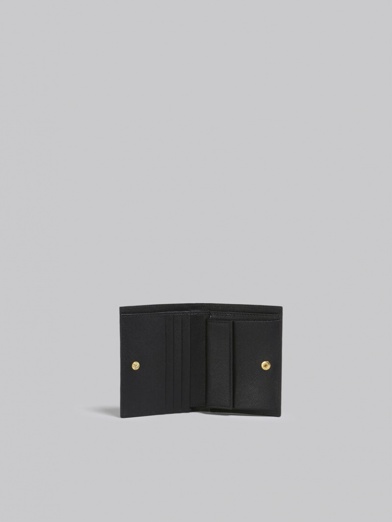 Marni Läder Bi-fold Wallet Bruna Lila Svarta | SEQCS19090