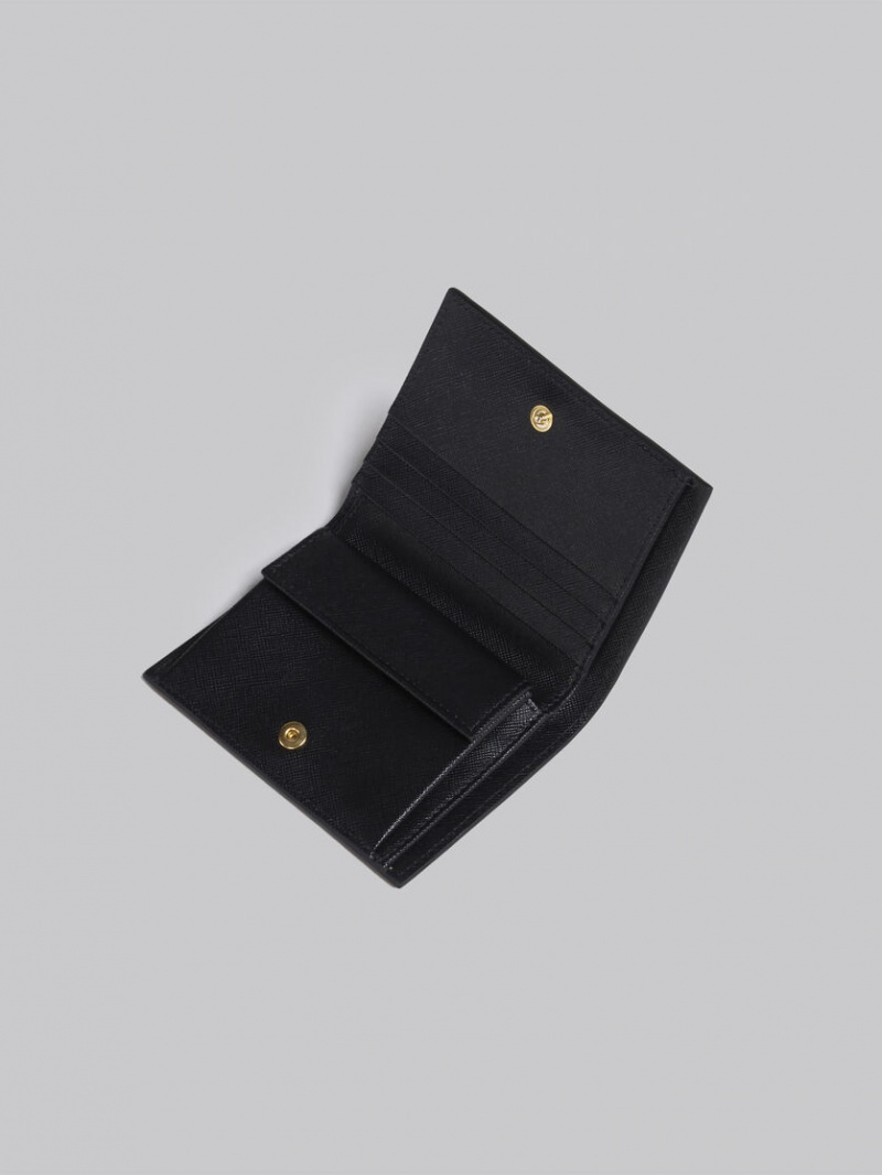Marni Läder Bi-fold Wallet Bruna Lila Svarta | SEQCS19090
