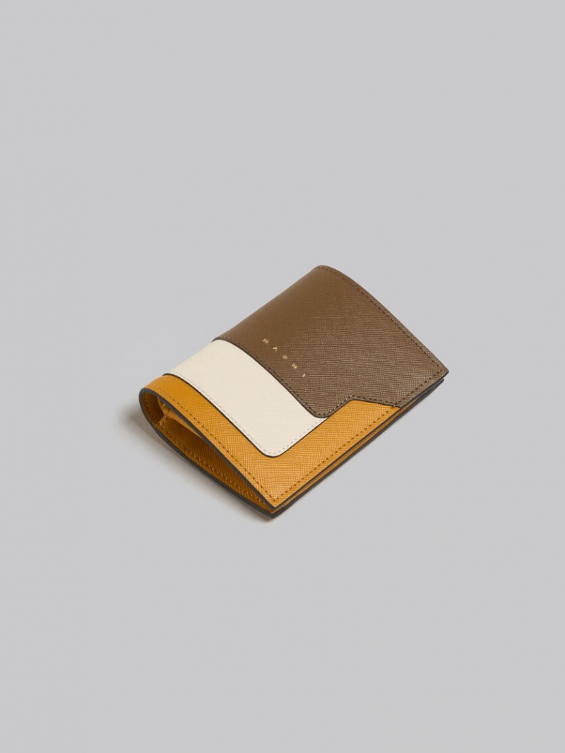 Marni Läder Bi-fold Wallet Bruna Vita Orange | SSEVO60454