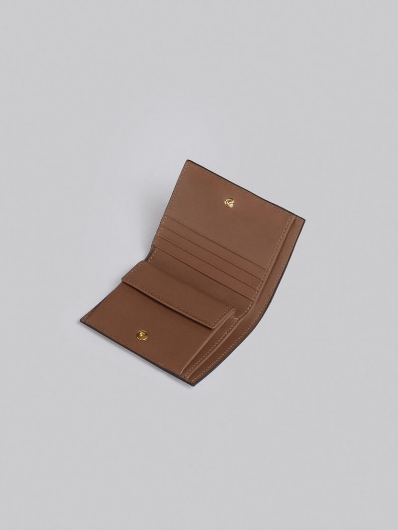 Marni Läder Bi-fold Wallet Grå Vita Bruna | TSEPQ34185