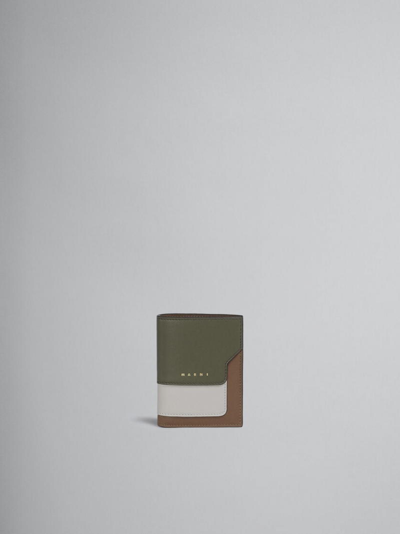 Marni Läder Bi-fold Wallet Grå Vita Bruna | TSEPQ34185