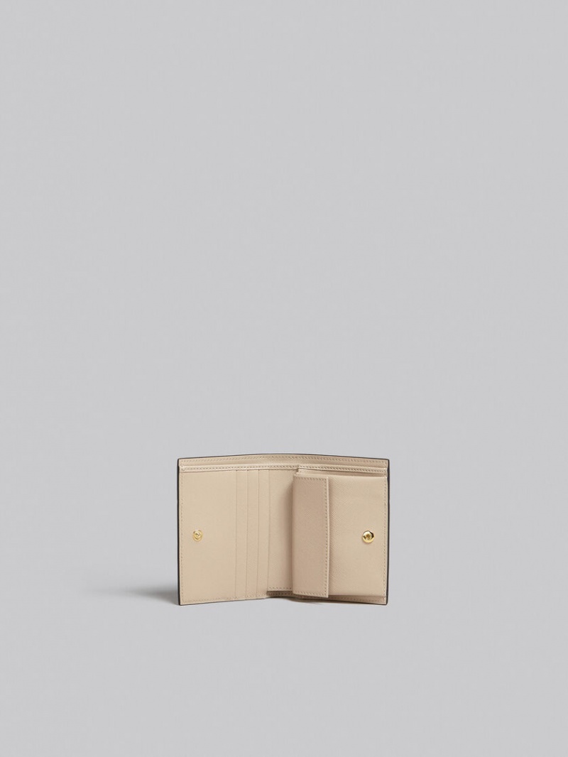 Marni Läder Bi-fold Wallet Gröna Vita Beige | XSEBH12988