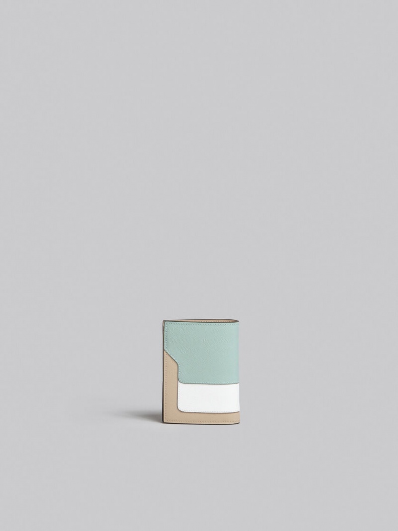 Marni Läder Bi-fold Wallet Gröna Vita Beige | XSEBH12988