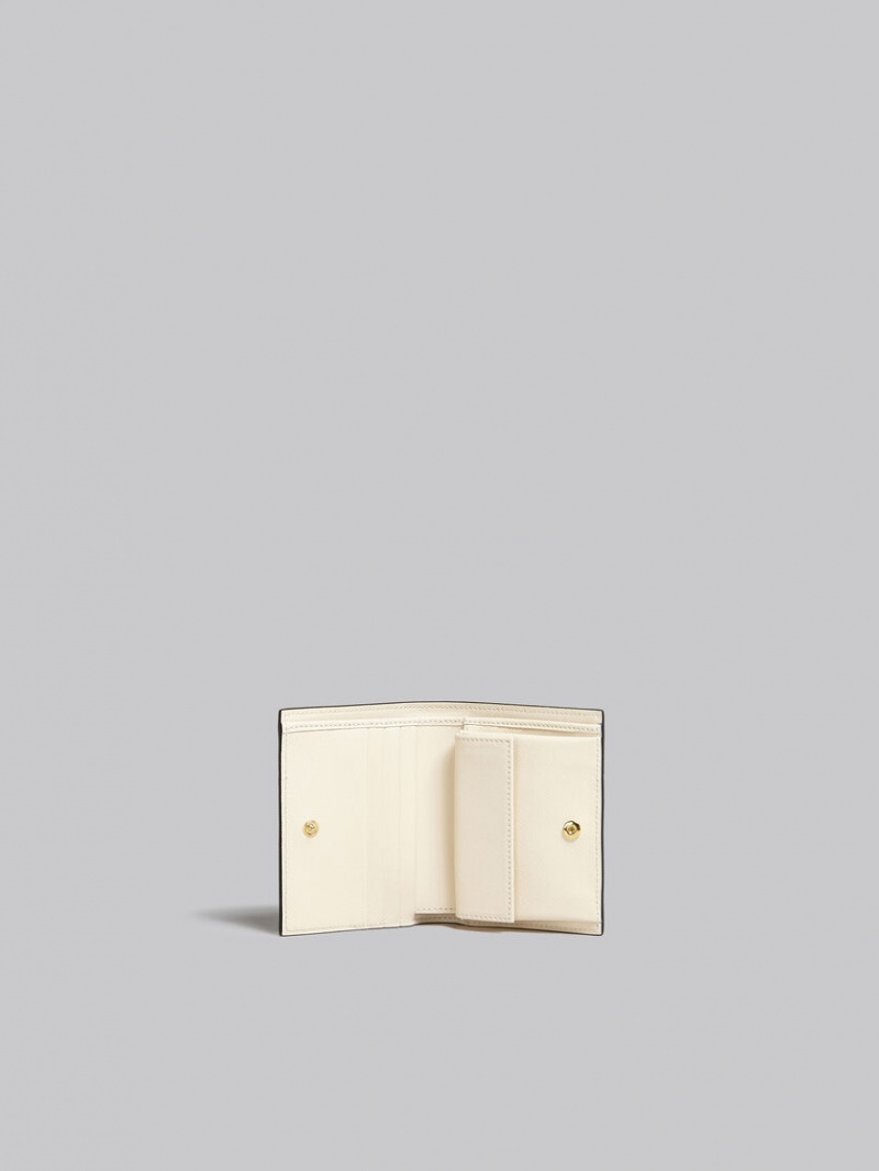 Marni Läder Bi-fold Wallet Ljusgröna Beige Vita | ESEVG38536