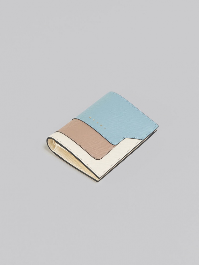 Marni Läder Bi-fold Wallet Ljusgröna Beige Vita | ESEVG38536