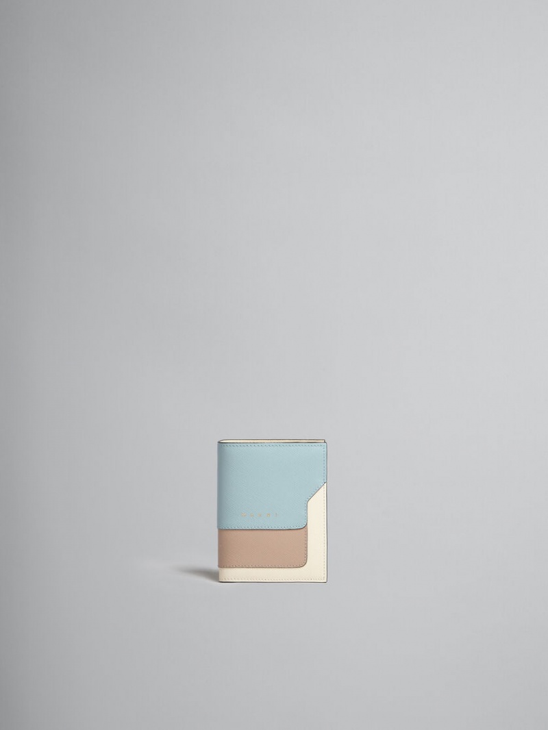 Marni Läder Bi-fold Wallet Ljusgröna Beige Vita | ESEVG38536
