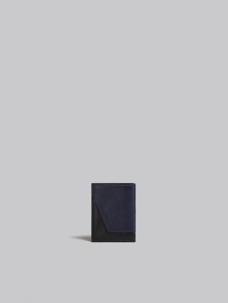 Marni Läder Bi-fold Wallet Marinblå Blå Svarta | SENZX73060