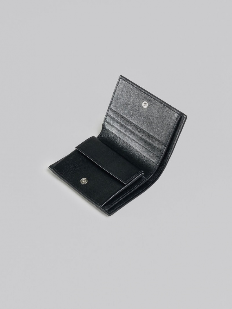 Marni Läder Bi-fold Wallet Marinblå Blå Svarta | SENZX73060