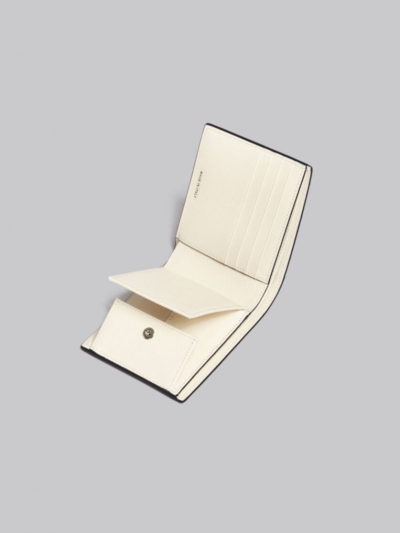 Marni Läder Bi-fold Wallet Vita Svarta | QSEWA41508