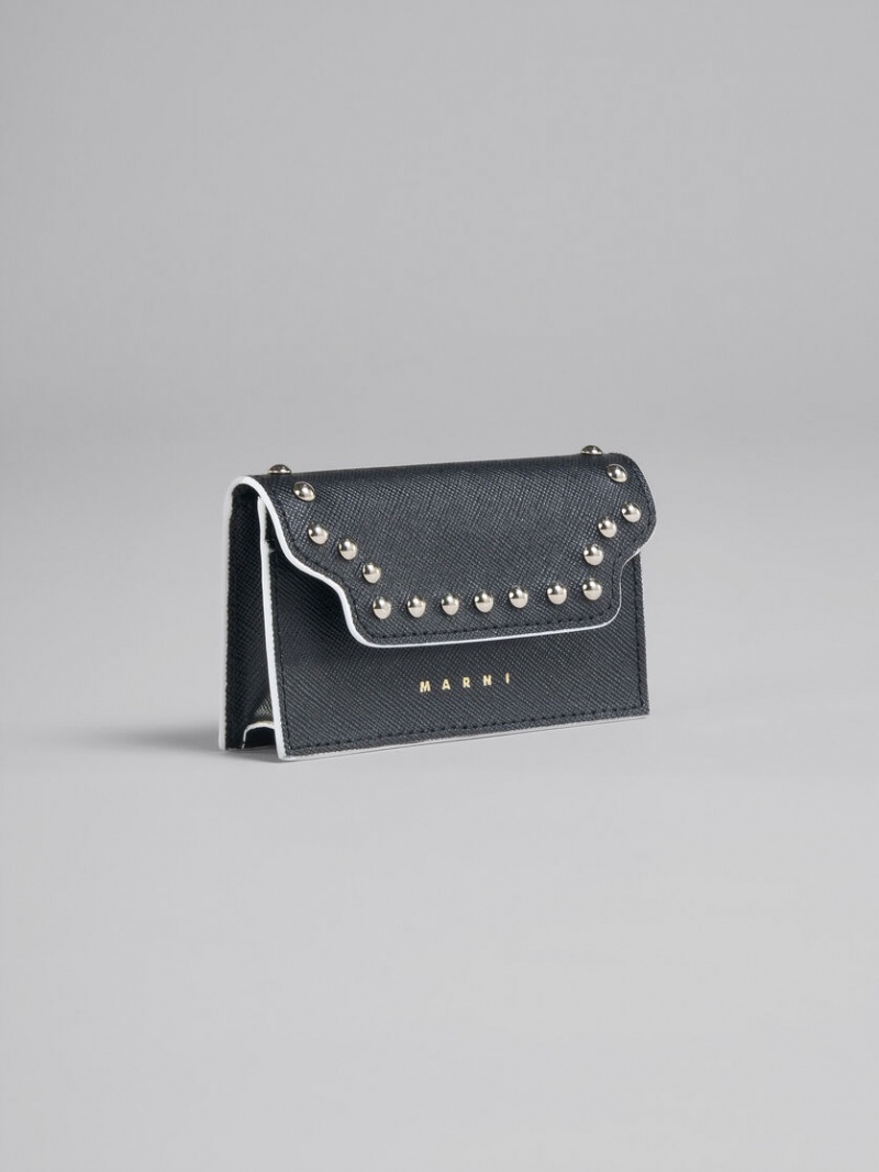Marni Läder Business Card Case With Studs Svarta | FSEUI19376