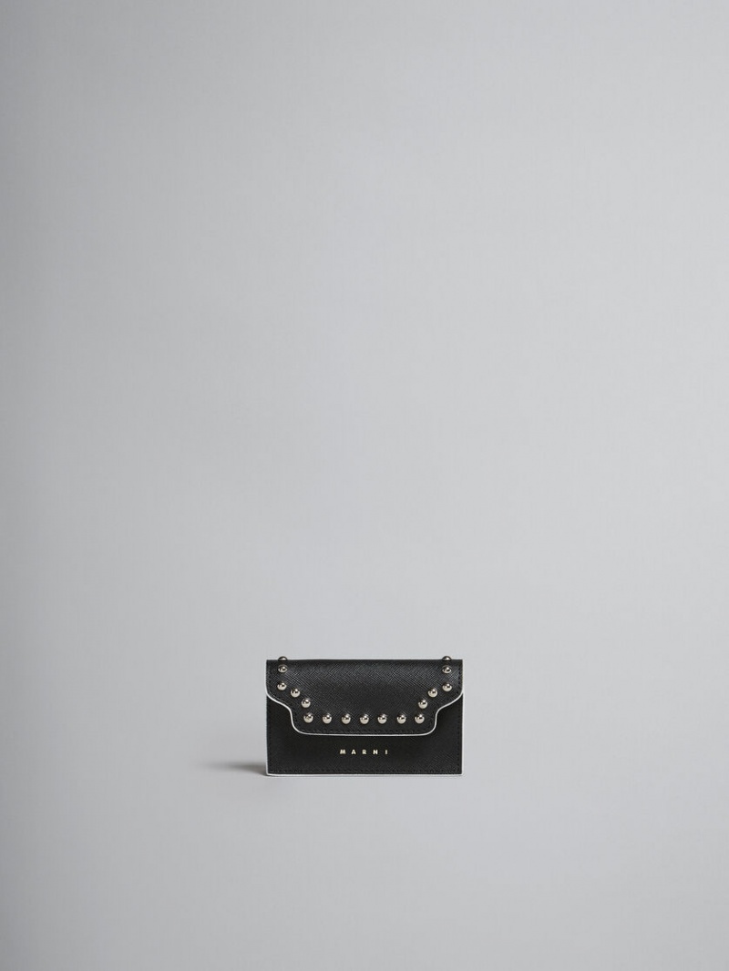 Marni Läder Business Card Case With Studs Svarta | FSEUI19376