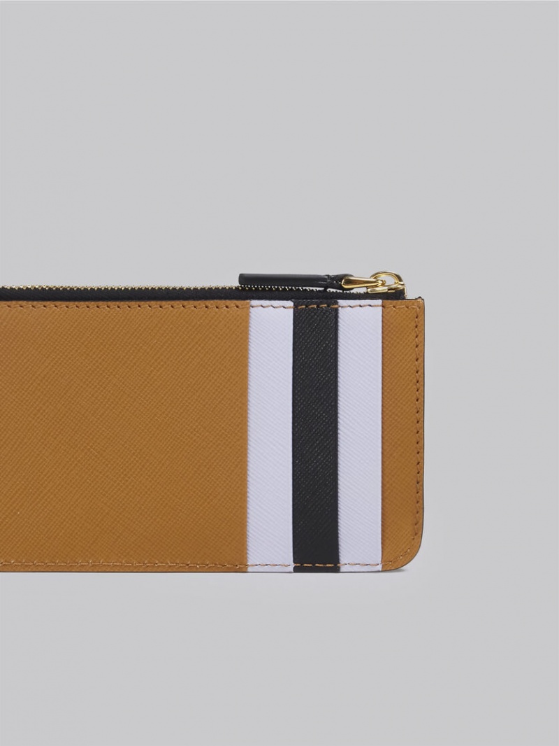 Marni Läder Card Case Bruna Lila Svarta | SEJZR47487