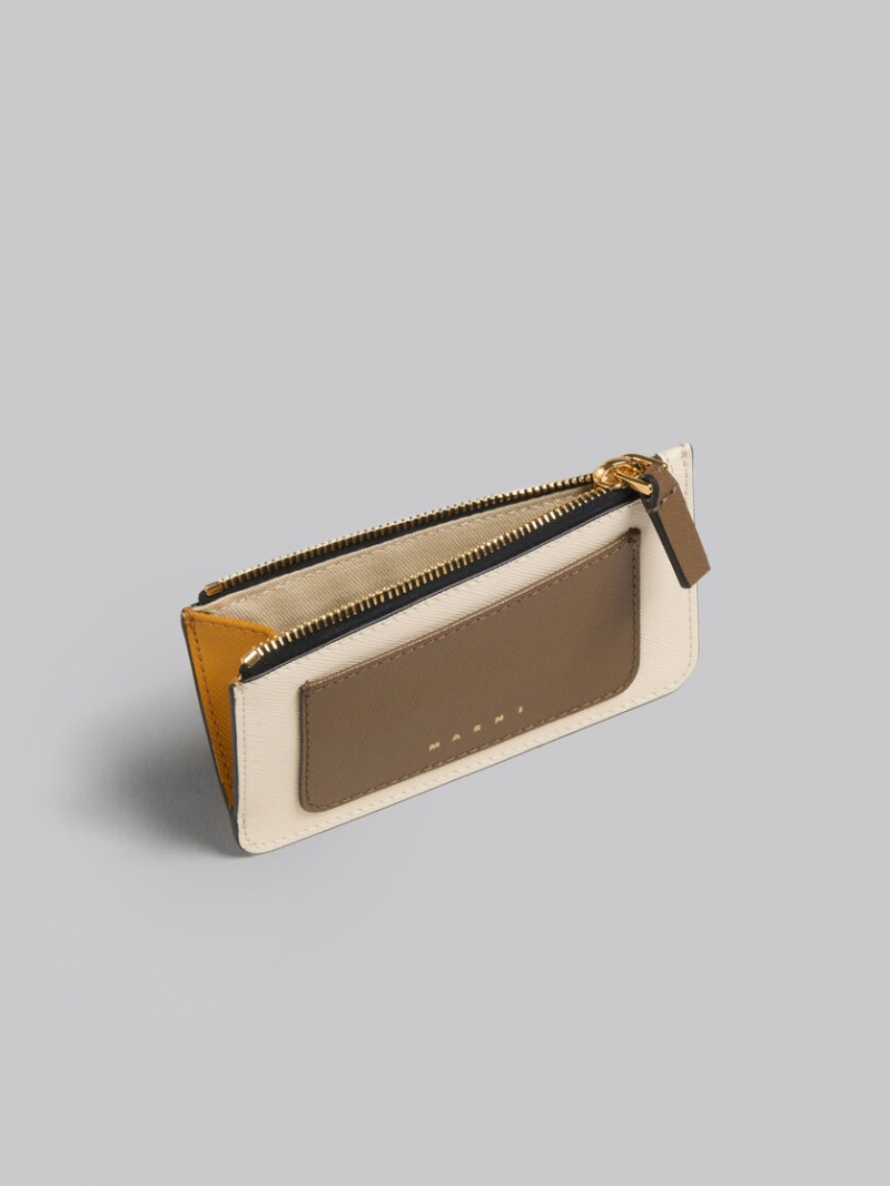 Marni Läder Card Case Bruna Vita Orange | SEJVR57931