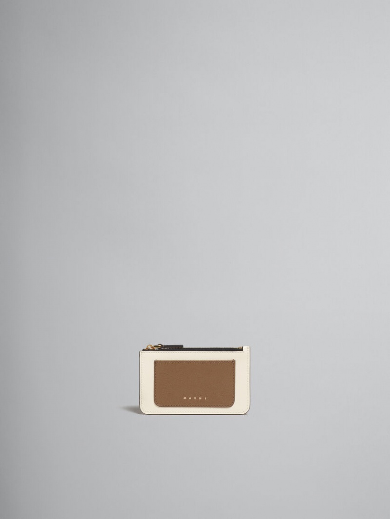 Marni Läder Card Case Bruna Vita Orange | SEJVR57931
