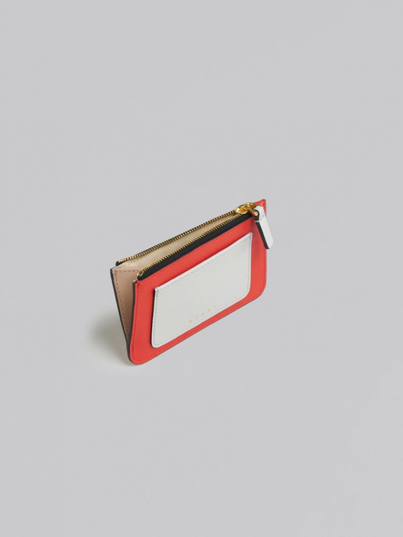 Marni Läder Card Case Orange Vita Beige | QSEWA91860