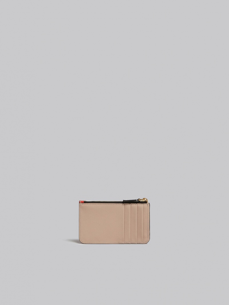 Marni Läder Card Case Orange Vita Beige | QSEWA91860