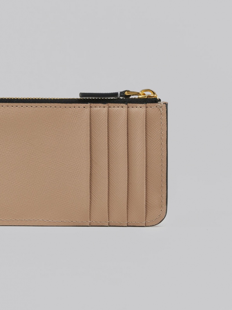 Marni Läder Card Case Orange Vita Beige | QSEWA91860